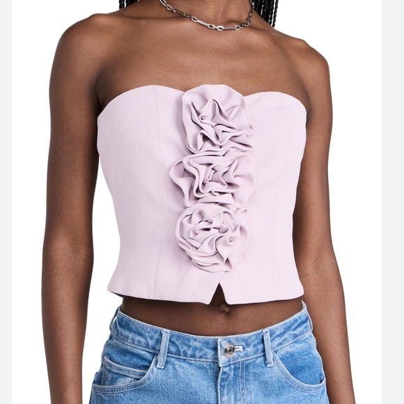 Endless Rose Elegant Strapless lavender Top with Floral Detail - New with tags - Picture 1 of 7